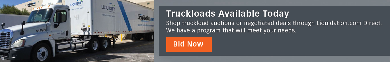 Interested in a large lot of liquidated surplus? Either shop by the truckload on Liquidation.com or our Liquidation.com Direct branch. Want a bit more of a personal touch? Speak with one of our Liquidation.com Direct representatives and they'll help find the perfect auction for your needs.
