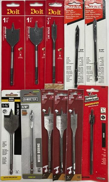 Assorted Spade Bits - Century, Makita, Do It Best, & More - 148 Pieces