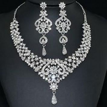 24 Wedding Bridal Czech Crystal Diamond Necklace Sets - 96 Units