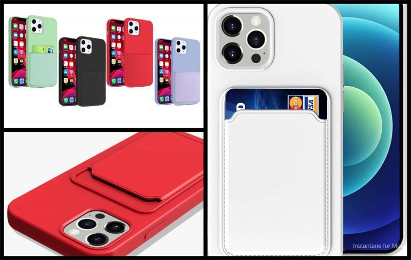 [ NEW ] Silicone Phone Case With Card Slot -Fits iPhone 12 / 12Pro