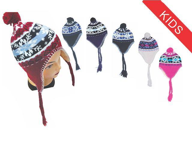 96 Units Warm Children's Winter Hats - Assorted Colors