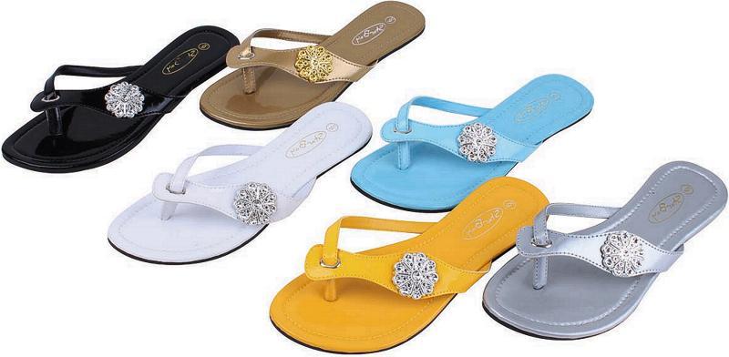 Ladies' Fashion Sandal Flats, Flower Broach