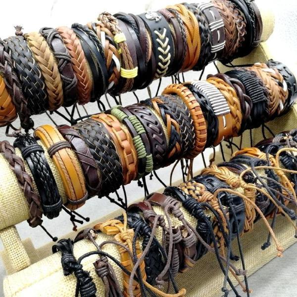 200 New Trendy Unisex Leather Bracelets Adjustable Size - Retail $1299