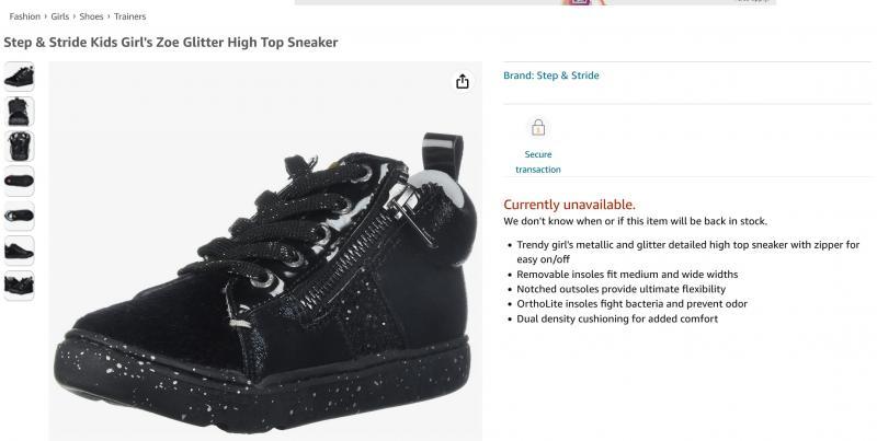 Step & Stride Kids Girl's Zoe Glitter High Top Sneaker