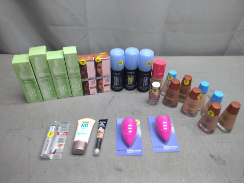 Cosmetics - CoverGirl Mascara & Eyeliner Sets, Kiss False Eyelashes, L'Oreal Setting Spray, Lip Stains - MSRP $1,070