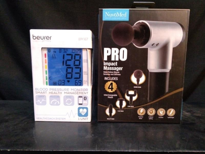 Health and Beauty - Beurer Bluetooth Upper Arm Blood Pressure Monitor, Nuvomed Massage Gun - MSRP $25,036