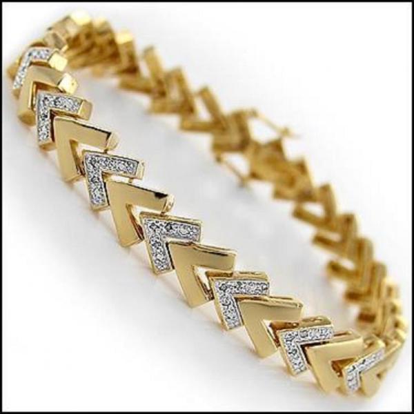 0.25 TW CTS Natural Diamonds 18K Gold Plated Designer Bracelet