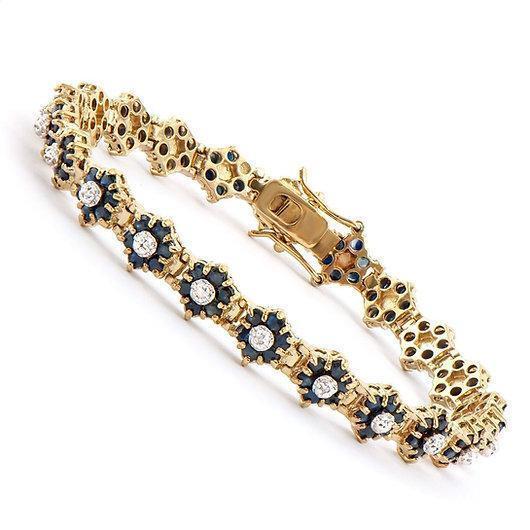 6.71 CTS Natural Sapphire Diamond 18K Gold Plated Designer Bracelet