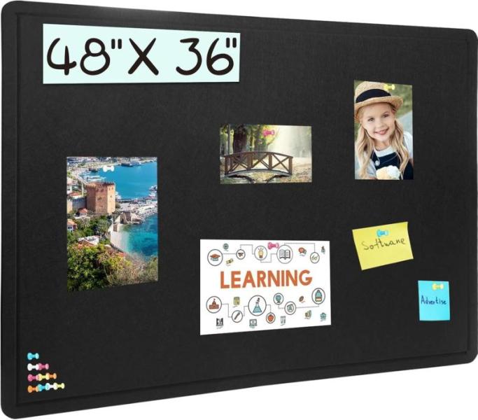 INSPECTED - Large Bulletin Board, 48 X 36 inches Felt - MSRP $37