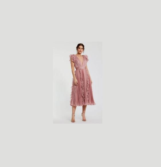 Apparel - Mac Duggal Pleated Chiffon V Neck Ruffle MIDI Dress, Free People Sweatshirt, NIC+ZOE - Original MSRP $2,555