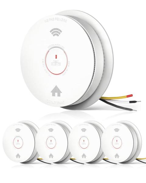 Home Improvement - SITERWELL 5pk Interconnected 2-in-1 Smoke & CO Detector, Keyless Entry Glass Door Knobs- MSRP $7,888