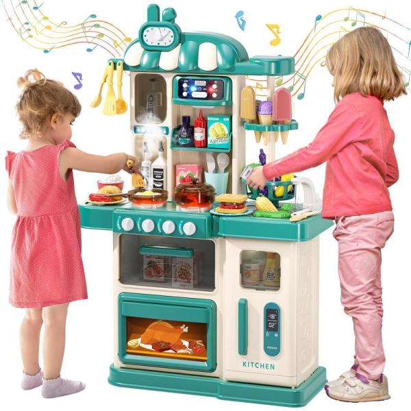 Toy - AIQI 47 Piece Kids Pretend Kitchen Playset with Sound and Light - MSRP $4,029