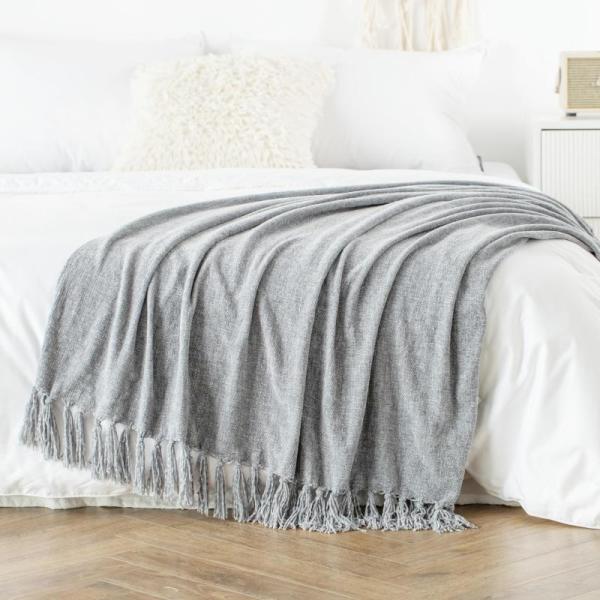 Home - KASENTEX 108" x 90" King Size Chenille Throw Blanket, Pizuna Pure 100% Cotton Queen Duvet Cover - MSRP $9,164