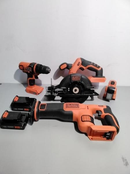 BLACK+DECKER 20 Volt MAX 4 Tool Cordless Power Tool Combo Kit (MISSING ACCESSORIES) - MSRP $127
