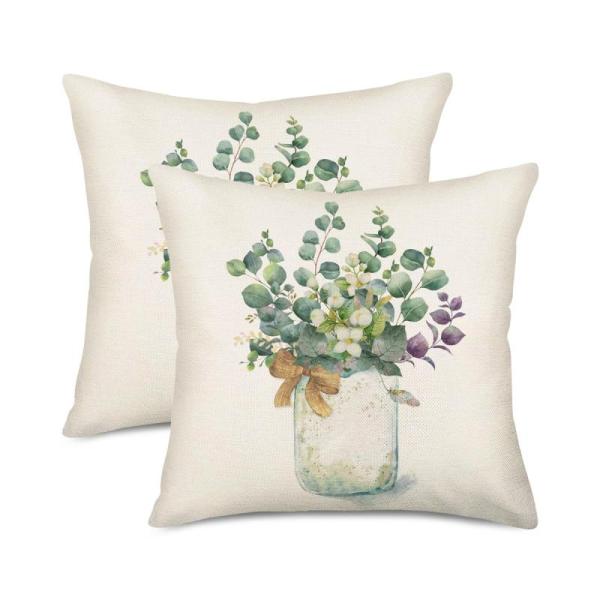 Amazon Clearance - Home - 18" Green Eucalyptus Leaves Pillow Covers, Reading and Gaming Pillow - MSRP $12,304