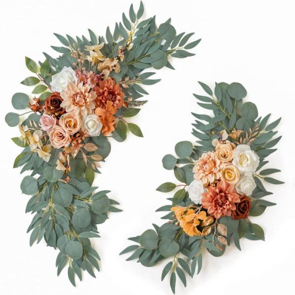 Home - ponatia Pack of 2 Wedding Arch Flowers, MyGift 8" Round Modern Artificial Succulent Arrangement - MSRP $1,951
