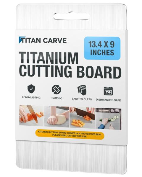 Kitchen - FREEZE2TRIM 13.4"x9" Titan Carve Titanium Cutting Board, Brewin Kitchen Knife Set w/ Knife Block- MSRP $2,298