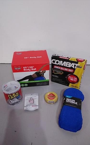 Home - Valeo Body Ball 65cm, Satin Pillowcase, Flex Seal General Purpose Repair Tape - MSRP $2,573