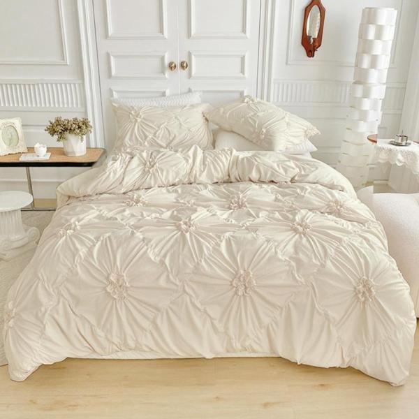 Home - Rvciby King 3pcs Beige Flower Duvet Cover, ECOCOTT 4pc Queen Cooling & Breathable Sheets Set - MSRP $17,393