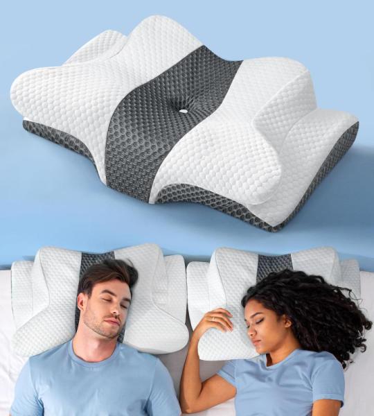 Home - Sleep Doctor Approved Cervical Neck Pillow, Threadmill Egyptian Cotton Sheets for King Size Bed - MSRP $9,185