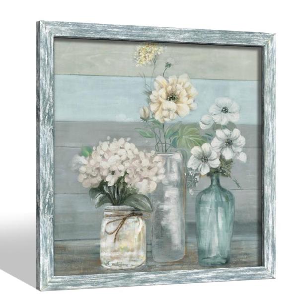Home - CANEITO Large Wall Art for Bedroom, Sea Whisper White Flower Wooden Wall Art - MSRP $4,019