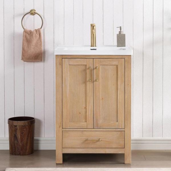 Miseno MV-NM-723024-FN-WH Gela 24" Free Standing Single Basin Vanity Set with Cabinet & Ceramic Vanity Top - MSRP $403