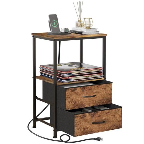 Furniture & More - VonDream Nightstand with Charging Station, CHICHIC 6ft x 9ft Washable Boho Area Rug - MSRP $2,416