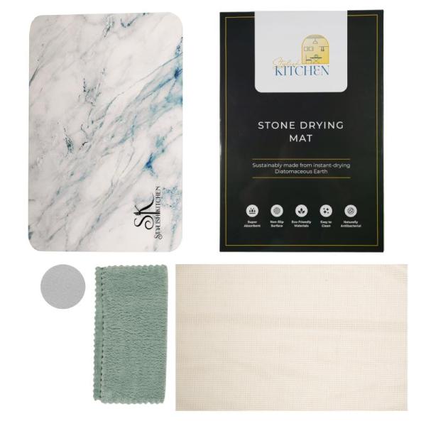 Stone Dish Drying Mat (24x16") Ultra-Absorbent Fast-Drying Counter Mat - MSRP $2,949