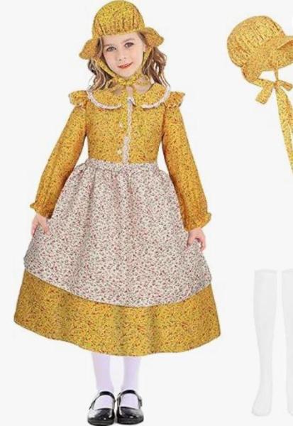 Toys - Pioneer Girl Colonial Prairie Costume, AIQI 47PCS Kids Kitchen Playset - MSRP $4,078