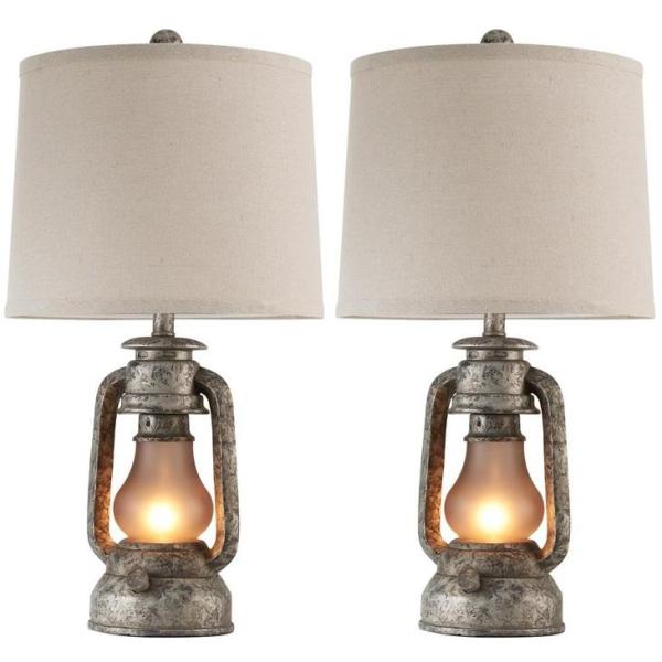 Home Improvement - RORIANO Set of 2 Rustic 22" Table Lamps, Savener 10" x 6" 8pk Floating Shelf Bracket - MSRP $14,818