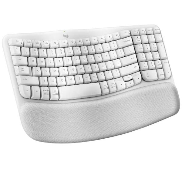 Logitech Wave Keys Wireless Ergonomic Off-White Keyboard with Cushioned Palm Rest - MSRP $56