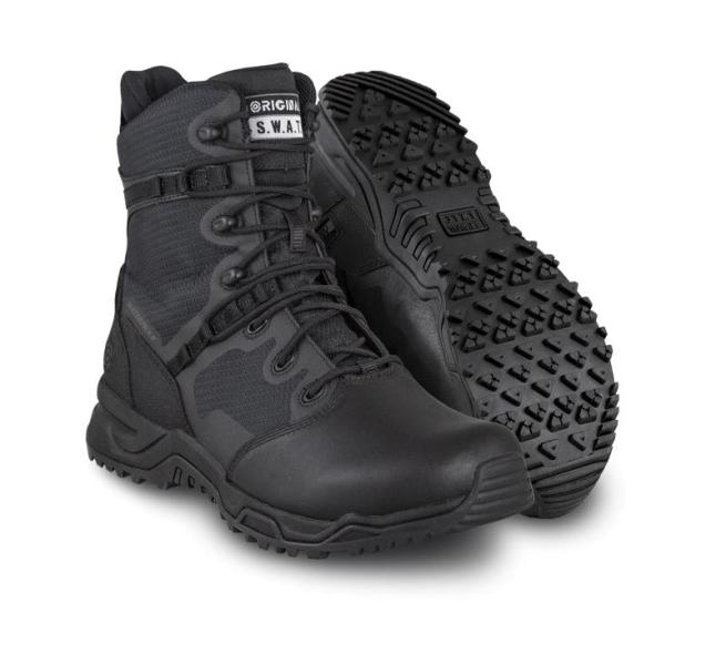 Sports - Original S.W.A.T. Alpha Fury 8" Side Zip Leather Toe Boots, Bianchi Ergotek Nylon Duty Belt - MSRP $1,790