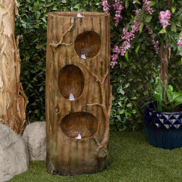 Lawn and Garden - Alpine Corporation Tree Trunk Fountain, Simplihome Outdoor Coffee Table - MSRP $3,797