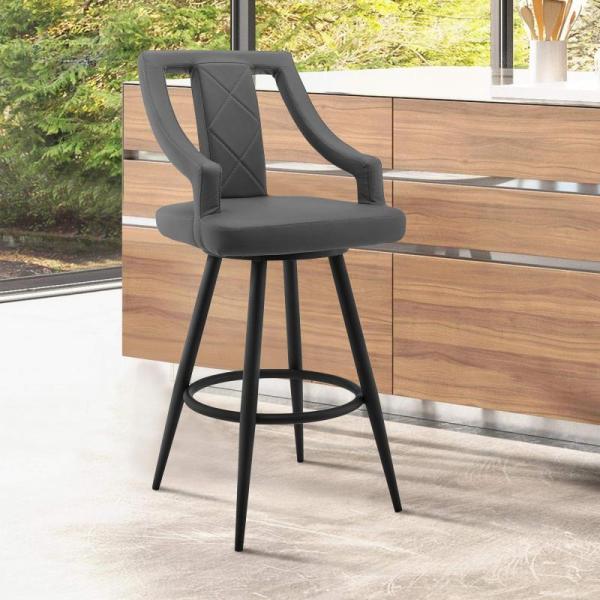 Furniture - Armen Living Faux Leather and Metal Swivel Bar Stool, Madison Park Hermosa Counter Stool - MSRP $2,050