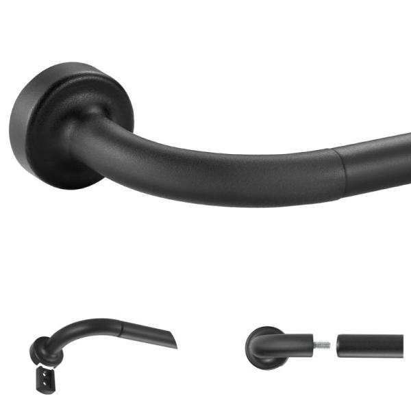 Matte Black Disc Curtain Rods, 48-84in - MSRP $20