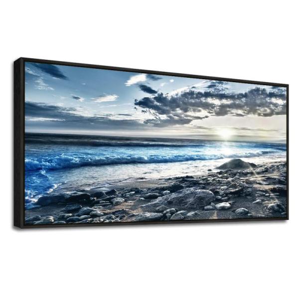 Home - Lapremoly 40" x 20" Blue Ocean Beach Painting Wall Art, US 22.38" Crucifix on The Stand Figurine - MSRP $7,586