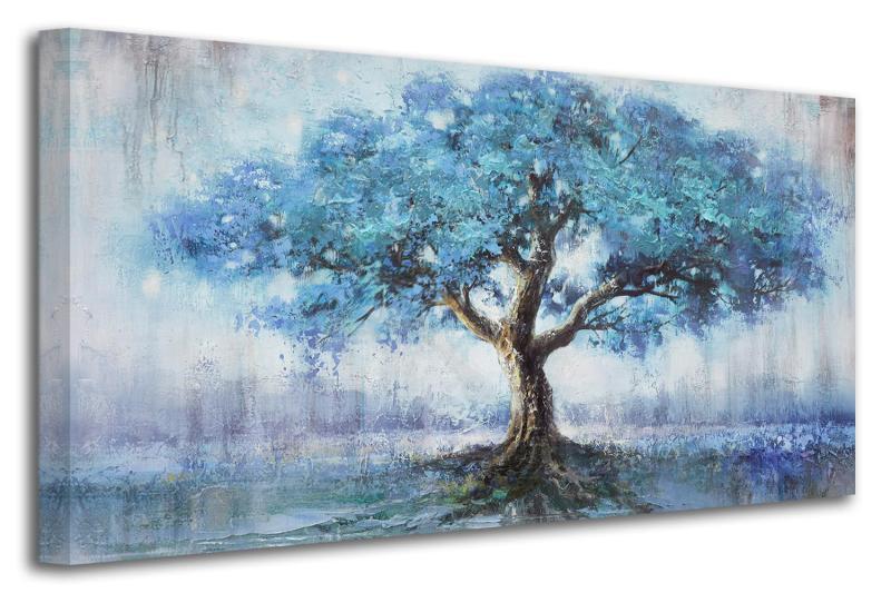 Amazon Clearance - Home - Acocifi 40" x 20" Blue Tree of Life Canvas Wall Art, LiaMeE Wall Mounted Collapsible Drying Racks - MSRP $1,656