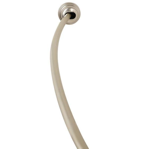 Zenna Home 50"-72" Rustproof Adjustable Tension Curved Shower Rod, Brushed Nickel - MSRP $39