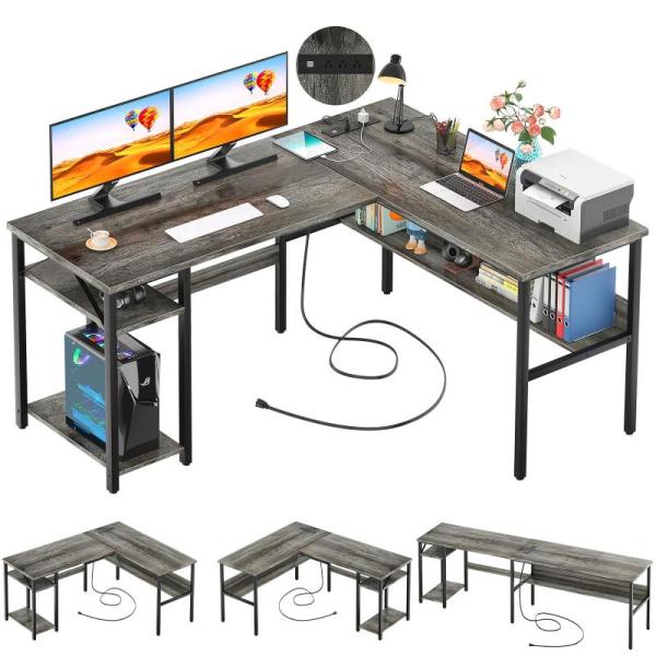 Furniture - Unikito Reversible L Shaped Desk, Collive Green Area Rug 8x10 - MSRP $1,656