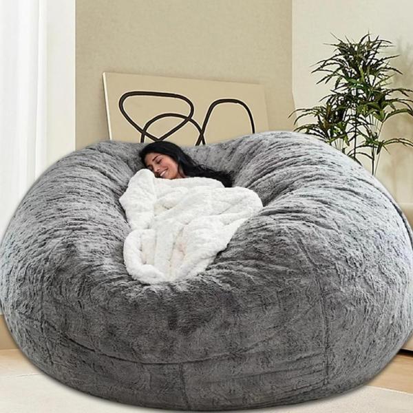 Furniture - HDMLDP 7ft Giant Round Beanbag Chair, Homhedy 6-Tier Narrow Bookshelf Arched Display Rack - MSRP $11,563