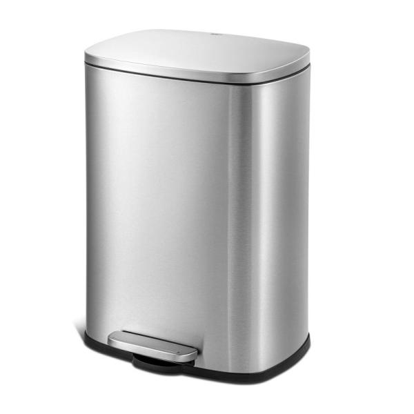 Home - Qualiazero 13 Gallon Stainless Steel Step Trash Cans - MSRP $2,098