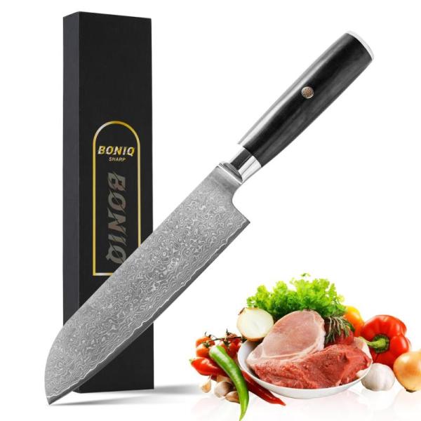 Kitchen - Damascus Santoku Knife, Christmas Gift Set, Goaste Porcelain Dessert Bowls - MSRP $2,919