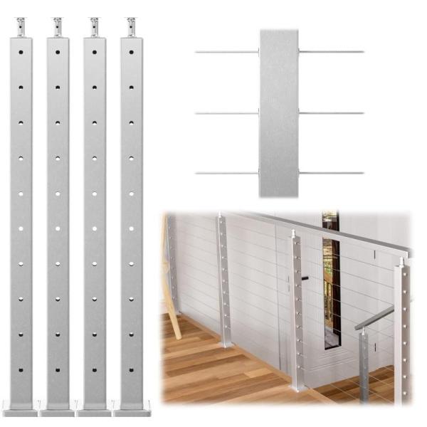 General Merchandise - Muzata 4Pack Cable Railing Posts, LaCheery 36 Tiles Peel and Stick Floor Tiles - MSRP $13,393