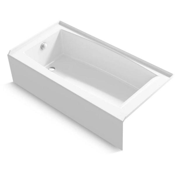 Kohler K-26109-LA-0 Entity 60" x 30" Three Wall Alcove Acrylic Soaking Tub with Left Drain - MSRP $658
