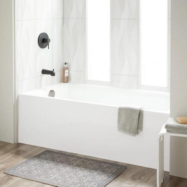 Signature Hardware SHSKS6030LWH Sitka 60" x 30" Three Wall Alcove Acrylic Soaking Tub with Left Drain - MSRP $849