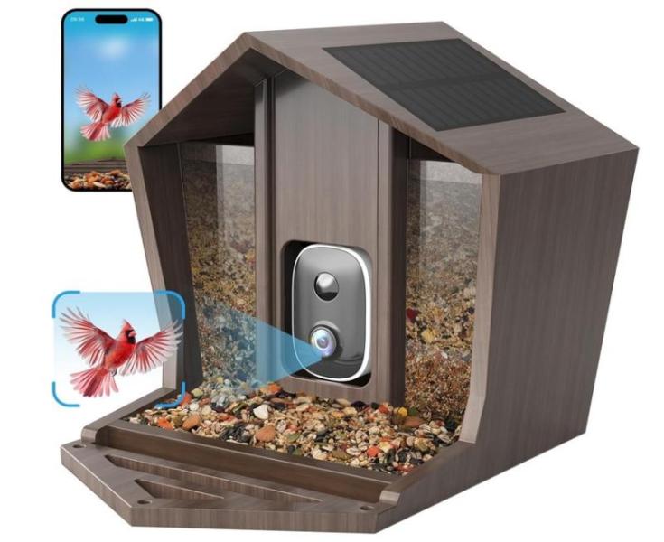 2.5K HD Solar Powered Smart Bird Feeder with Motion Detection Camera, Waterproof - MSRP $49