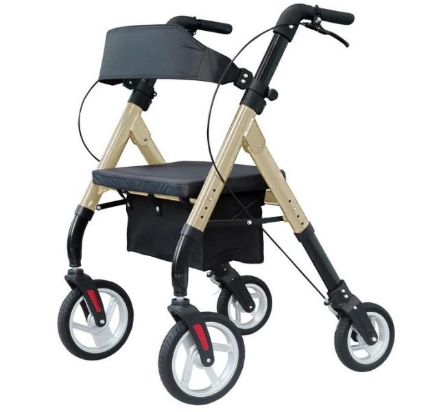 WINLOVE Heavy Duty Rollator Bariatric Walker with 10" Big Front Wheels, Red Aluminum Frame - MSRP $129