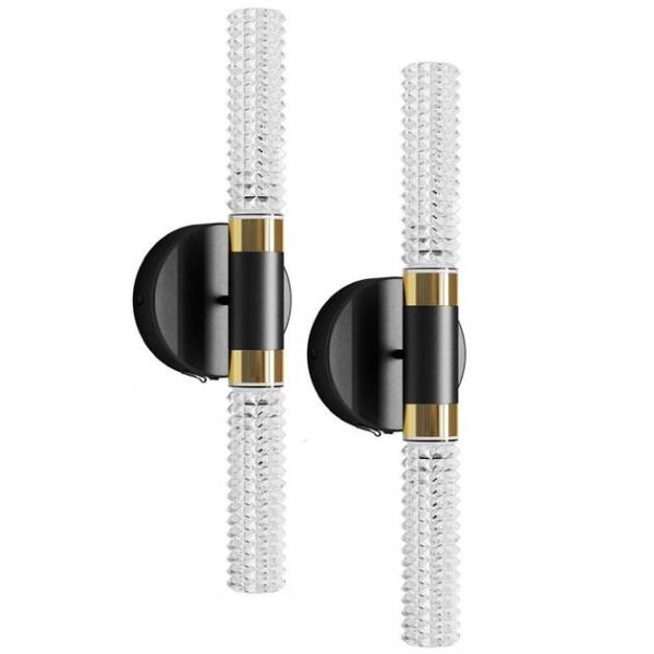 Home Improvement - HITOO Set of 2 Black/Gold 16" Wall Sconces, GWONER Set of 2 LED 25" Gold Wall Sconces - MSRP $7,006