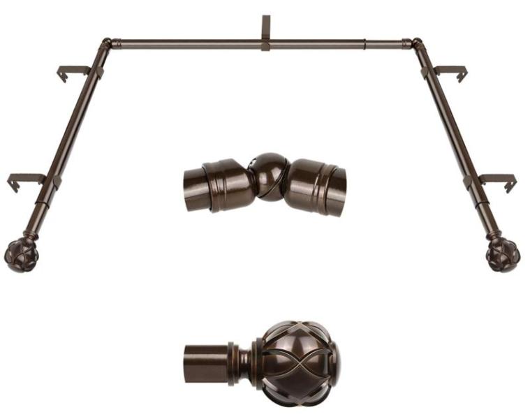 Kamanina 1" Diameter Telescoping Bay Window Curtain Rods - MSRP $23