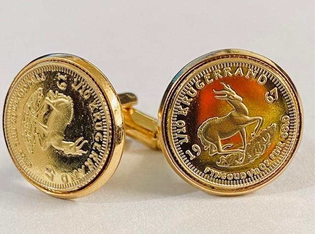 RARE CUFFLINKS 10 SETS 1/10oz KRUGERRAND - 1967